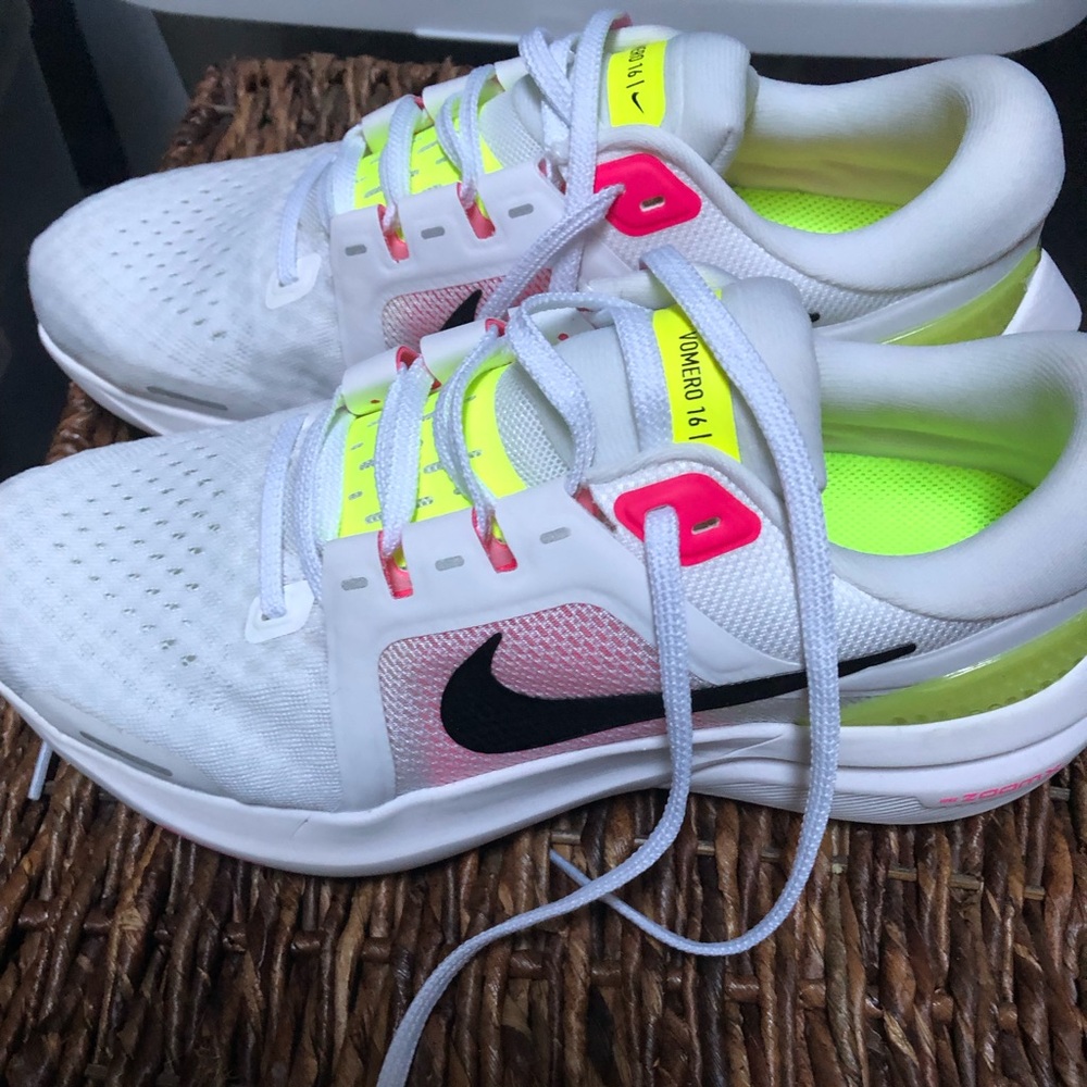 Nike White and Neon Running Shoes